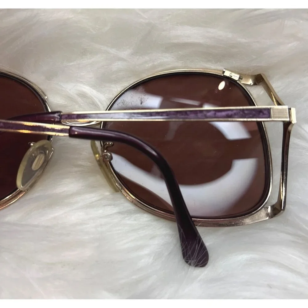 Oversized Retro Square Sunglasses Vtg Tiara Mod 235 Purple Marble Gold tone